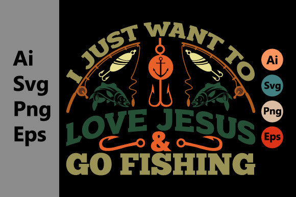 Jesus and Go Fishing Graphics & T-Shirt Designs